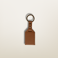 Porte-clés en cuir camel grainé