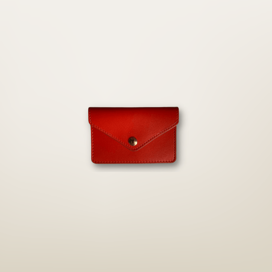 Mini Enveloppe en cuir de veau box - Corail