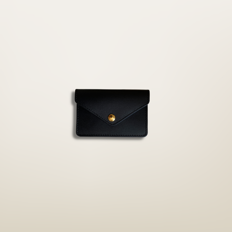 Mini Enveloppe en cuir de veau box - Noir