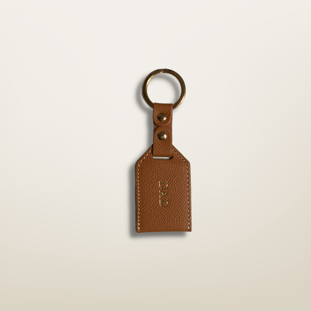 Porte-clés en cuir camel grainé personalisé