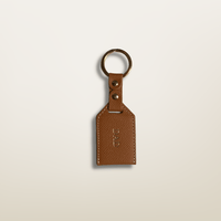 Porte-clés en cuir camel grainé personalisé