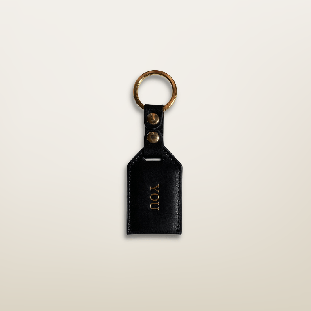 Porte-clés en cuir noir personnalisé