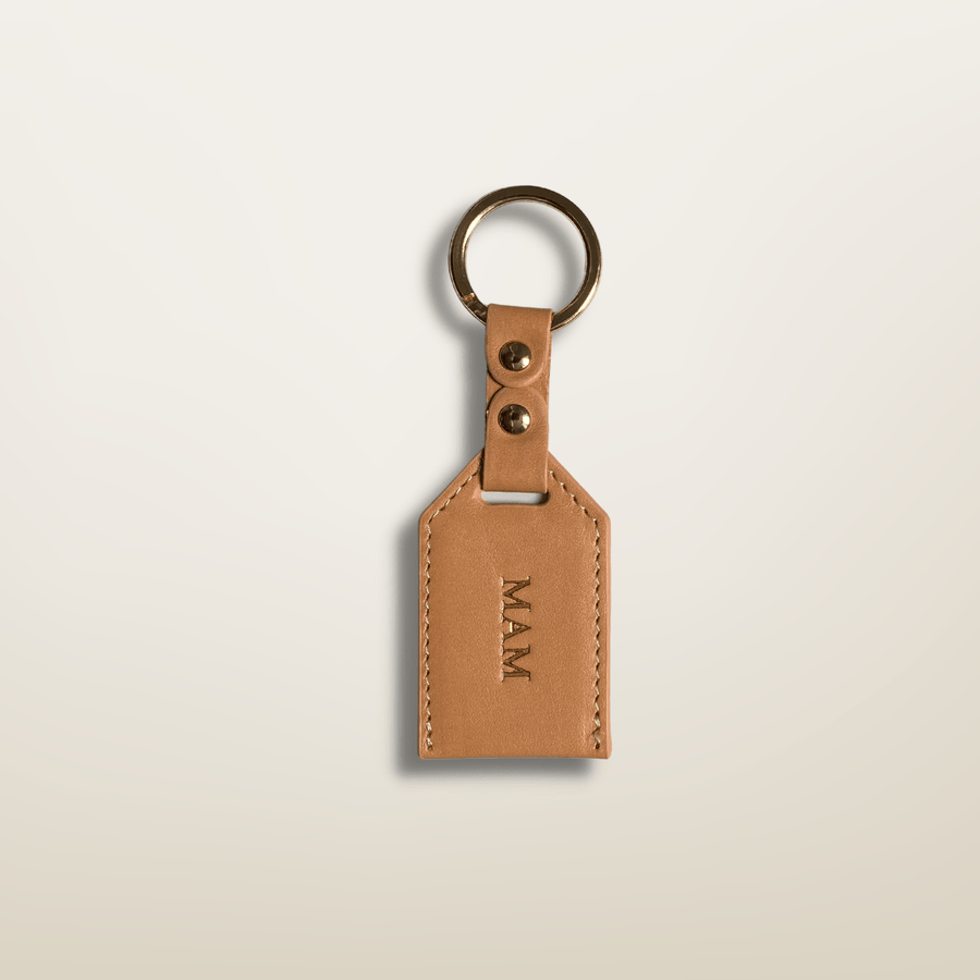 Porte-clés en cuir sable personnalisé