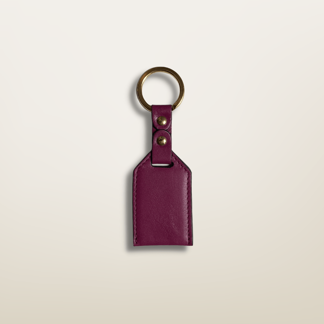 Porte-clés en cuir violet